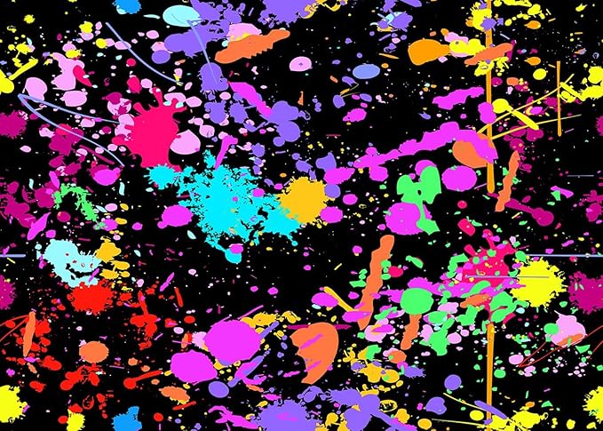 5X3FT Neon Graffiti Birthday Backdrop Retro Hip Hop Background 80s 90s Party Photography Background Dark Glow Splatter Birthday Party Decorations CEM123A