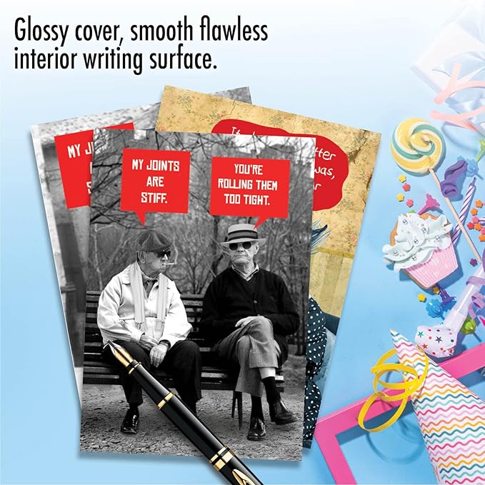 NobleWorks Assorted 3 Pack of Hysterical Retro Birthday Greeting Cards with 5 x 7 Inch Envelopes for Men and Women (3 Designs, 1 Each) Naughty Seniors VC9269BDG-C1x3