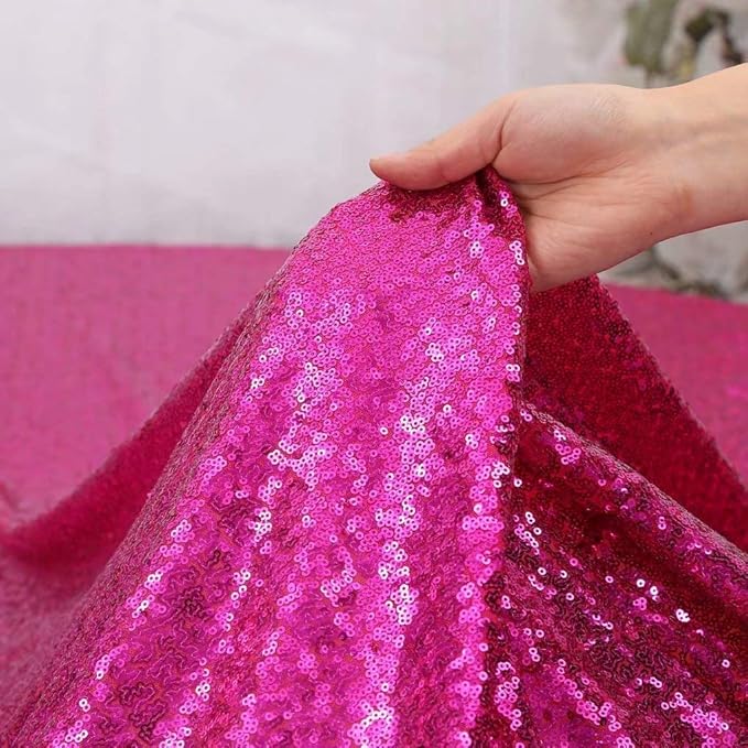 B-COOL Fuchsia Sequin Backdrop Curtains Hot Pink Glitter Backdrop 2 Panels 2ftx8ft Girls Party Backdrop Fabric for Sweetheart Birthday Wedding Party Decorations
