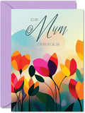 Mum Birthday Card - Vibrant Summer Flowers - Vivid Happy Birthday Card for Mum from Daughter Son, A5 Female Floral Bday Golden Greeting Cards