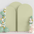 Wokceer Wedding Arch Backdrop Cover (7.2FT, 6.6FT, 6FT) Set of 3 Spandex Fitted Wedding Arch Stand Covers for Round Top Chiara Backdrop Stands Cover for Birthday Party Ceremony Decor Sage Green