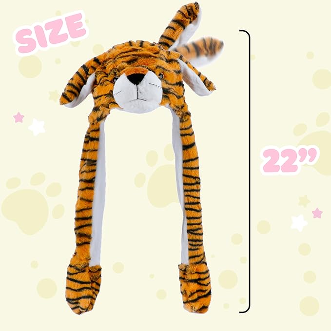 Animal Hat with Ears Moving Jumping Pop Up Beating Hat Plush Holiday Cosplay Dress Up Funny Gift for Kids