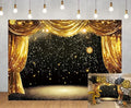 Black Gold Backdrop Black Gold Curtains Glitter Spots Theater Stage Photography Background Adults Kids VIP Carnival Graduation Prom New Year Birthday Party Decorations Banner Photo Props (8x6FT)