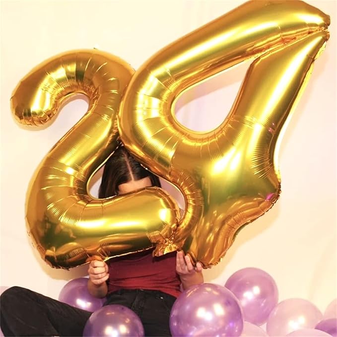 Gold Number 40 Birthday Balloons, 40 Inch Large Gold Mylar Foil Number 4 and 0 Balloons for Women, 40th Birthday Balloons for 40 Year Old Birthday Anniversary Party Decorations Supplies