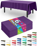 Pureegg Plastic Table Cloth Disposable 6 Pack, 54 x 108 Inch Table Cloths, Halloween Party Decorations, Summerween Decor, Halloween Tablecloths, Rectangle, Plastic Cover, Waterproof, Purple
