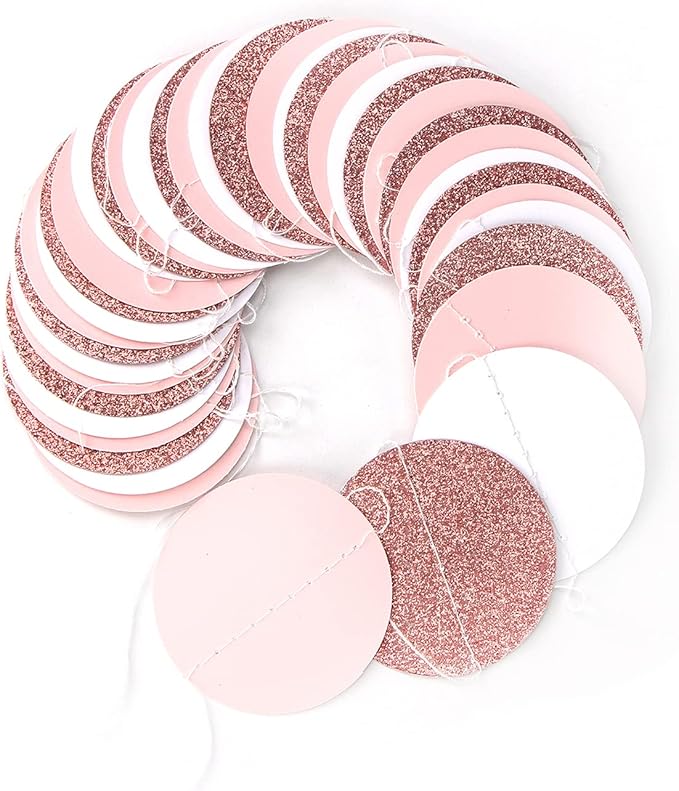 Rose-Gold Pink-White Party Decorations Paper-Garland - 52Ft Valentines Birthday Baby Bridal Shower Streamers Banner,Mothers Day Bachelorette Engagement Wedding Supplies Bunting Lasting Surprise