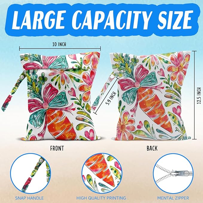 Beach Essentials, Wet Bag for Swimsuit Dirty Clothes Yoga Gym Diaper, Wet Dry Bag, Beach Vacation Essential for Travel Poor Bathing Summer Rustic Carrot Gifts