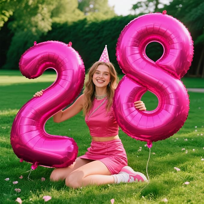 Rose Red Number 8 Balloon 40 Inch,Jumbo Giant Mylar Hot Pink Number 8,Big Large Foil Helium Number Balloons, Balloons for 18 28 80 Birthday Party Decorations Supplies Anniversary Celebration