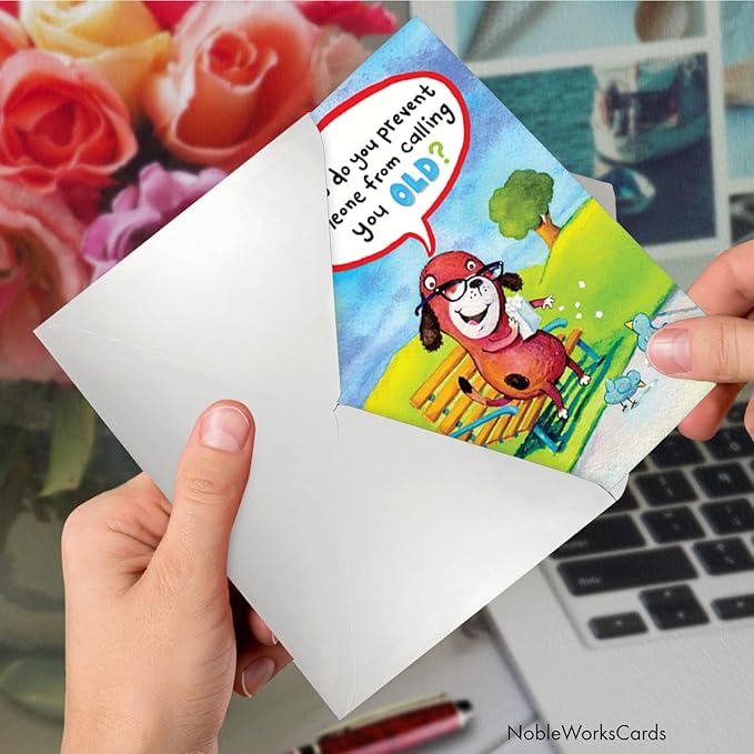 NobleWorks - 1 Awesome Birthday Greeting Card - Cartoon Art, Happy Funny Bday Note - Hearing Aid C2444BDG
