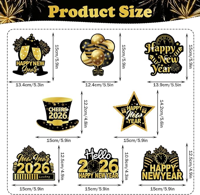 2026 Happy New Year Hanging Swirls, 40Pcs Black and Gold New Years Eve Party Ceiling Swirls Streamer for 2026 New Years Hanging Decorations