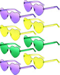 Frienda 8 Pairs Heart Shaped Sunglasses for Women Rimless Heart Glasses Candy Color Sunglasses for Party Favor