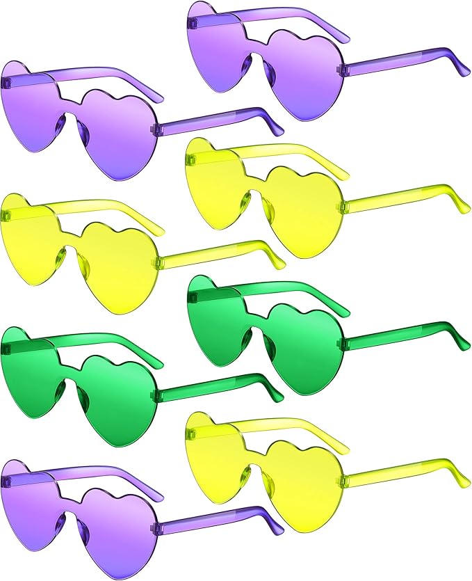 Frienda 8 Pairs Heart Shaped Sunglasses for Women Rimless Heart Glasses Candy Color Sunglasses for Party Favor