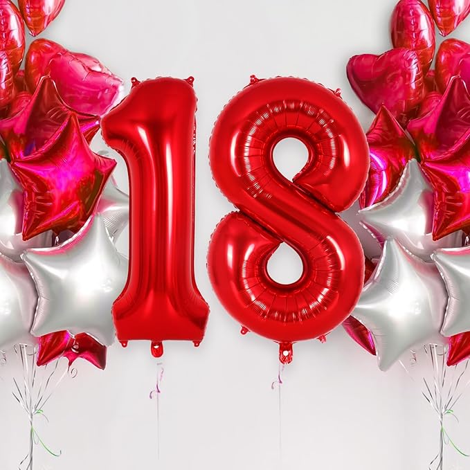 Red Number 1 Balloon 40 Inch, Big Large Foil Helium Number Balloons, Jumbo Giant Mylar Number 1 Balloons for 1st first Birthday Party Decorations Supplies Anniversary