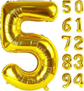 Gold 5 Balloon, Number Balloon 40 Inch, Gold and Black Party Supplies, 5th Birthday Balloon Decorations, 5 Number Balloons, Number 5 Balloon