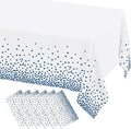 misaya 6 Packs Dot Disposable Table Cloth, 54 x 108 Inch Waterproof Plastic Tablecloth, Rectangle Navy Dots in White Table Covers for Easter, Picnic, Birthday, Party