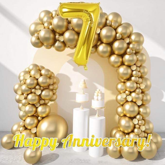 Gold Number 7 Balloon 40 Inch, Big Large Foil Helium Number Balloons, Giant Mylar Number 7 Balloons for 7 Year Old Birthday Party Decorations Supplies Anniversary