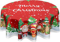 Red Merry Christmas Round Tablecloth 70 Inch Snowman Pattern Circle Table Cloth Winter Holiday Table Cover Washable Polyester Decorations for Home Kitchen Dinning Party