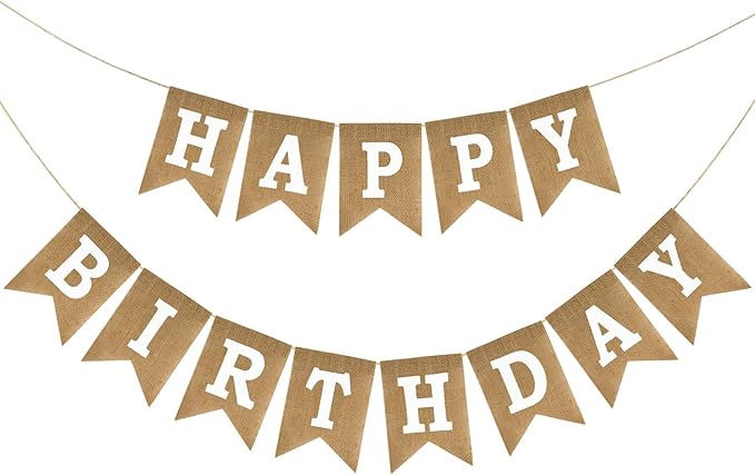 Anwyll Happy Birthday Banner - NO DIY Burlap Happy Birthday Banner Sign Happy Birthdays Party Decoration Happy Birthdays Banners Bunting for Women Men Girl Boy Celebration Party Backdrops (Brown)