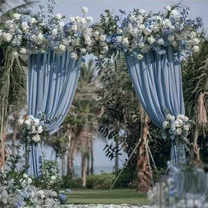 Sheer Chiffon Backdrop Curtains 10ft x 10ft(5ft x 2Panels)， Chiffon Fabric Drapes for Wedding, Long Sheer Curtain for Living Room, Arch Party Stage Decoration(Dusty Blue, 120 x 120 Inch)