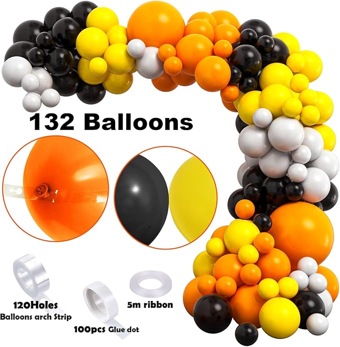 151Pcs Construction Party Decorations Birthday Supplies Construction Balloon Arch Caution Tape Caution Sticker Truck Foil Balloon Boy Kid Build Theme Birthday Party Decoration