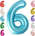 Number 6 Balloon 40 Inch, 6th Birthday Balloon for Boy Girl, Pearl Blue 16 60 61 65 Numbers Balloons Birthday Party Wedding Events Decorations