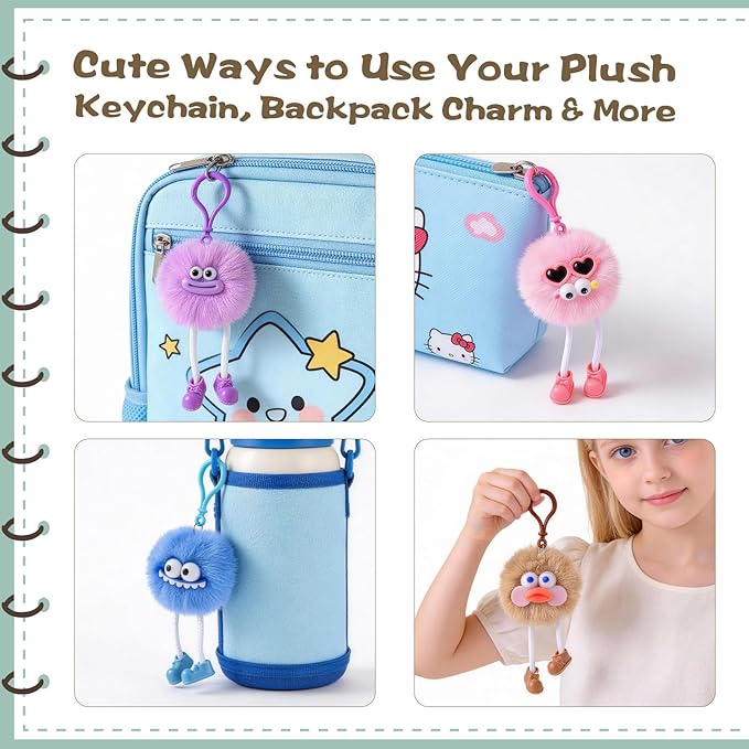 Valentines Day Gifts for Kids - 24 Pack Pre-filled Plush Toys Keychains with Valentine's Gift Cards for School classroom Class - Valentine Party Favors for Kids Boy Girls Toddlers