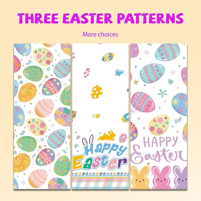Easter Tablecloth Plastic 3 Pcs Colorful Eggs Table Cloth 54x108 Inch Disposable Decorations Rectangle Spring Easters Egg Table Cover for Easters Tables for Spring Easter-Themed Party (Easter)