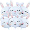 6PCS Large Easter Bunny Head Foil Balloons Cute Rabbit Face Mylar Balloons for Easter Party, Baby Shower, Birthday & Spring Celebration Decorations