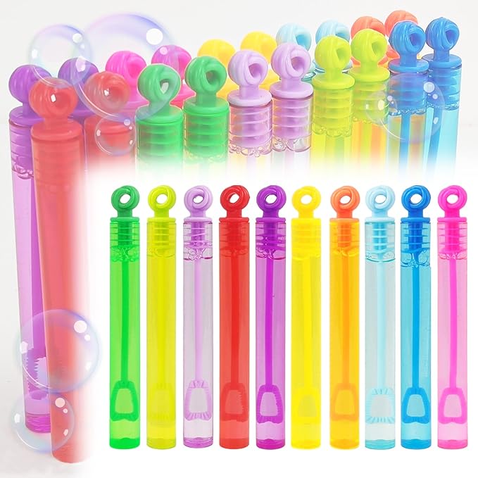 Bubbles Party Favors,20 Pack Mini Bubble Wand Bulk 10 Colors for Kids,As Goodie Bags Filler,Small Carnival Pinata Birthday Favors, Classroom School Reward,Summer Outdoor Toys,Small Toy Gift ﻿