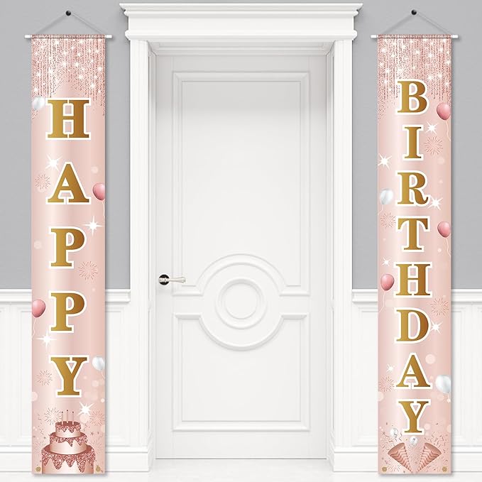 Birthday Decorations Banner, Happy Birthday Door Sign for Men Women Boys Girls Ideal Birthday Decorations Party Supplies Outdoor Indoor 72 x 12 Inch