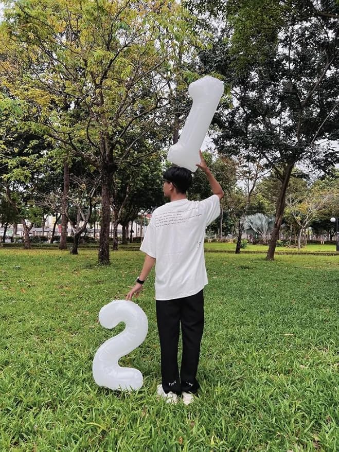 White Number 9 Balloon, Foil 40 Inch Happy 9 19 29 90 Birthday for Men And Women, Foil Balloons Decoratins for Boy and Girl Birthday, Wedding Anniversary, Single, New Year, Party Syupplies