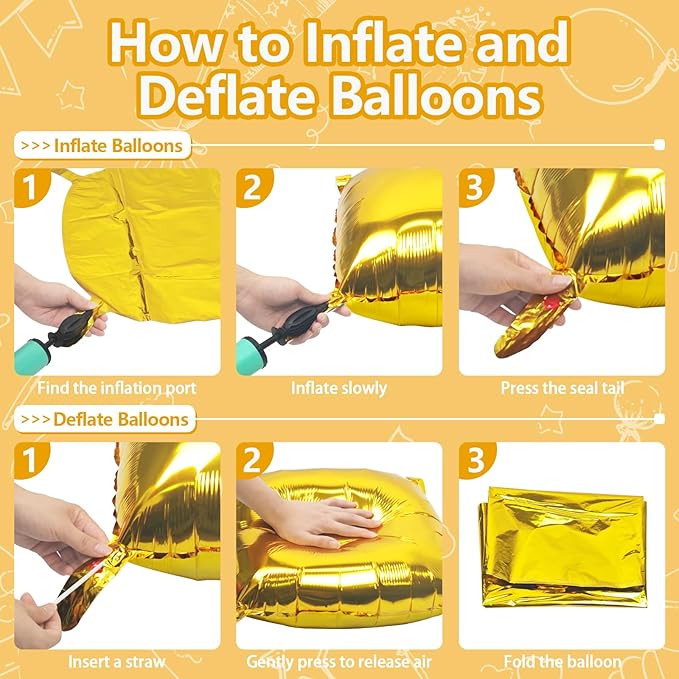 NISOCY 36PCS Gold Square Foil Balloons Wall Backdrop Metallic Double Sided Gold Christmas Balloons Tunnel Arch Kit for New Year Birthday Anniversary Graduation Party Decorations