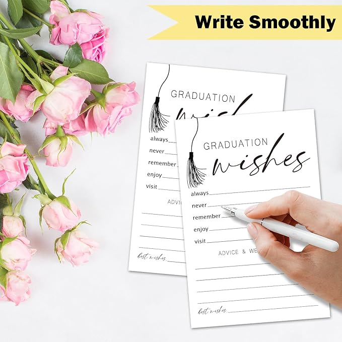 Black and White Advice and Wishes Cards for the Graduate Cards 4x6 Inch Minimalism Grad Party Game Card 20 Pcs Double Sided Grad Advice and Wishes Card for Graduation Party Decoration for College Y437