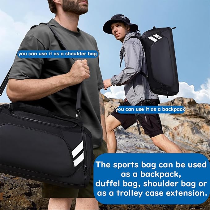 WOLFILIST Gym Bags for Men/Women, 58L Large Sports Travel Duffel Bag with Shoes Compartment & Wet Pocket, Gym Workout Backpack, Weekender Bag Overnight Backpack for Travel