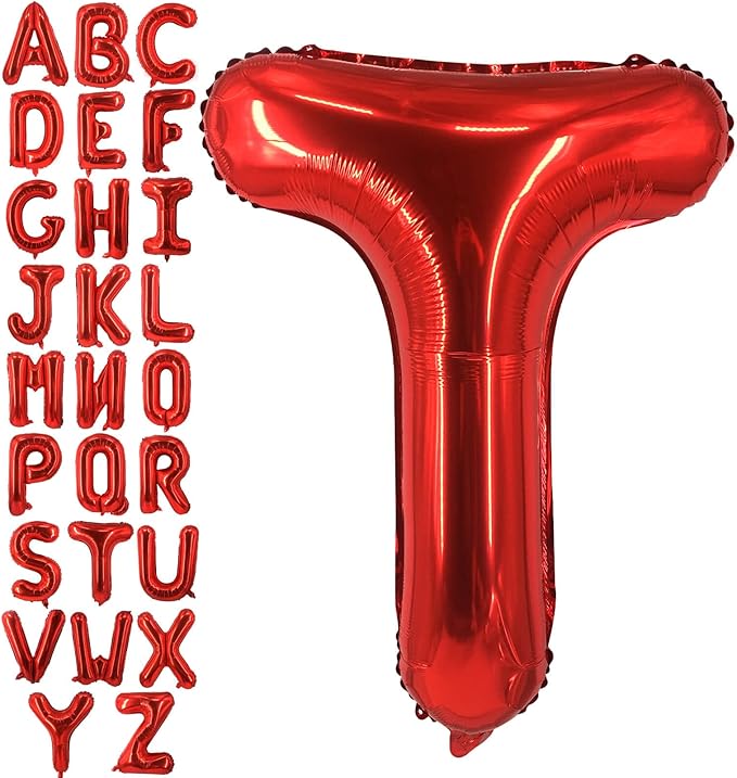 Lovoir 40 Inch Large Red Letter T Balloons Big Size Jumbo Mylar Foil Helium Balloon for Birthday Party Celebration Decorations Alphabet Red T