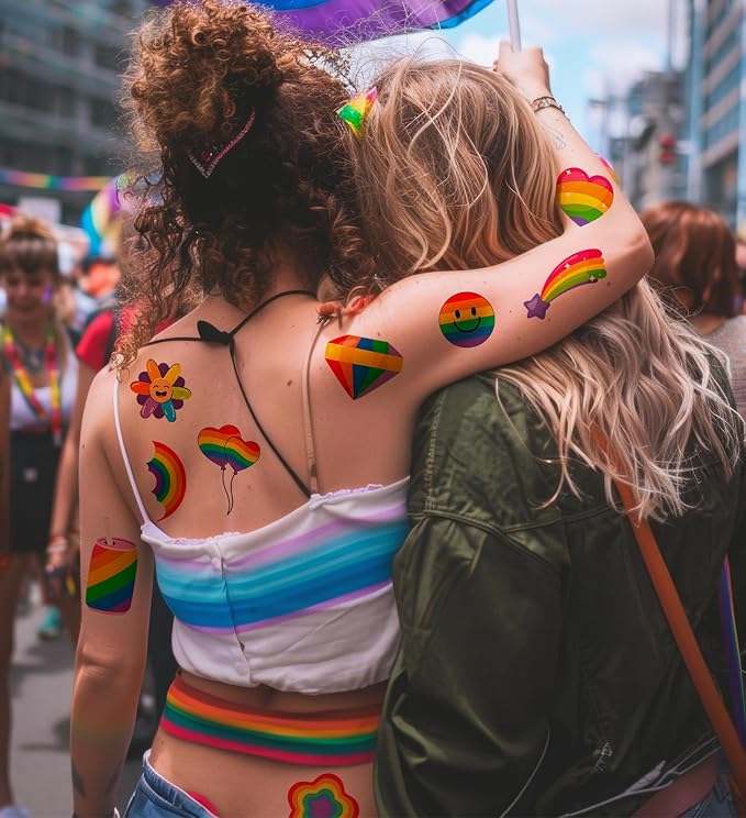 Pride Accessories - Pride Tattoos, 120Pcs Pride Temporary Tattoos for Adults – Rainbow LGBTQ Fake Tattoos Waterproof, Love is Love Gay Pride Accessories for Parade, Pride Decorations
