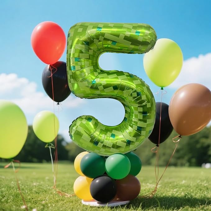 Green Number Balloons, Gaint Green Pixel Number 0 Balloon 40 Inch Dark green 0 Balloon for Boys Girls Kids Birthday Party Decoration