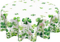St Patricks Day Tablecloth Round 60 Inch Green Shamrock Table Cloth Farmhouse St Patrick's Day Table Cover for Kitchen Dinner Room Holiday Party Indoor Outdoor Home St Patricks Day Decor