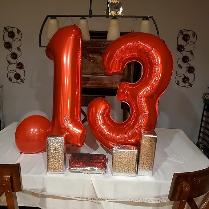 40 Inch Red Number Balloon 0, Large Number Foil Mylar Balloons for Birthday Party Celebration Decorations Supplies, Digital Balloons for Wedding Anniversary Events Decorations