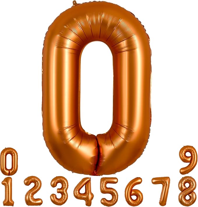 TONIFUL 40 Inch Orange Large Numbers Balloon 0-9 Birthday Party Decorations,Big Number 0 Foil Balloon Digital 0 for Birthday Party,Wedding, Bridal Shower,Engagement,Graduations,Anniversary,Baby Shower