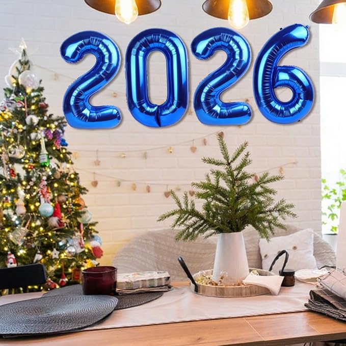 40 Inch 2026 Number Balloons, Dark Blue Number Balloons, New Years Decorations, 2026 Balloon for Graduation Happy New Year and 2 6 20 26 Birthday Parties