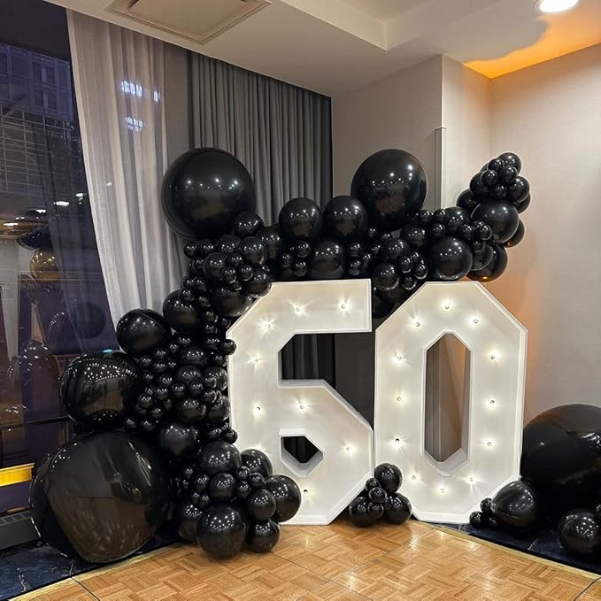 18 Inch Black Balloons - 35Pcs Large Thick Balloons Big Round Black Latex Balloon for Birthday Baby Shower Wedding Graduation Summer Themed Party Decorations