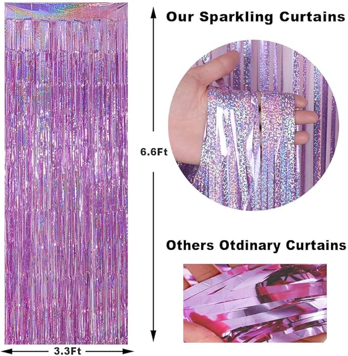 3 Pack Fringe Curtains Party Decorations,Tinsel Backdrop Curtains for Parties,Photo Booth Wedding Graduations Birthday Christmas Event Party Supplies (Pink)
