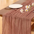 Socomi 10pcs Dusty Rose Easter Spring Cheesecloth Table Runner Boho Rustic Gauze 120 inch 10FT Cheese Cloth Runner for Wedding Party Baby Shower Birthday Home Decor Holiday Decorations