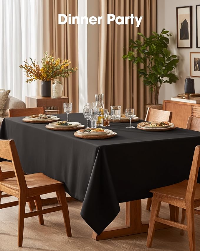 Pureegg Rectangle Table Cloth 60" x 84" – Durable Polyester Tablecloth Offers Reusable & Washable Protection, Ideal for Outdoor Party, Picnic, Wedding, Banquet and Birthday, 4 Pack, Black