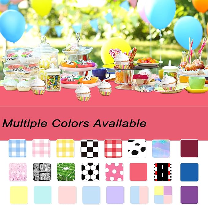 WNINK 4 Pack Red Tablecloths 54" x 108" Disposable Rectangular Plastic Table Covers for Baby Showers, Weddings, Birthdays, Parties