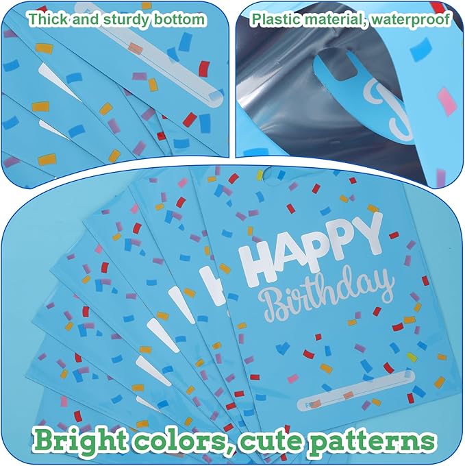 Qulkws 30 Pcs Happy Birthday Party Favor Bags Goodie Bags for Party Birthday Candy Bag Plastic Candy Favor Bag Loot GiftBags Return GiftBag for Baby Showers Birthdays Partys Decorations
