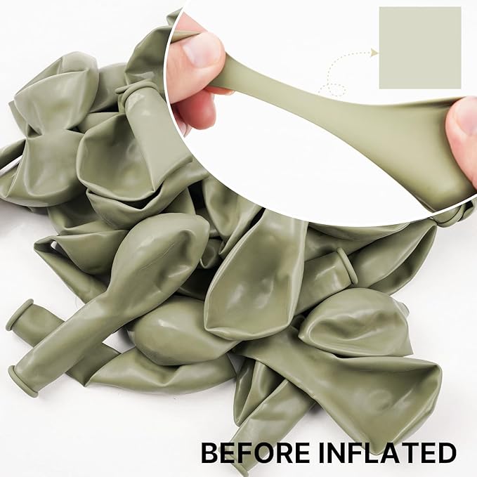 PartyWoo Sage Green Balloons 50pcs 12 Inch Boho Dusty Olive Green Latex Balloons for Birthday Baby Shower Graduation Engagement Wedding Dinosaur Jungle Golf Football Theme Party Decorations Green-F32