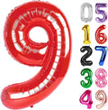 Red Number 9 Balloon 40 Inch, 9th Birthday Party Decorations for Children, Giant 9 Foil Balloon for Party Supplies