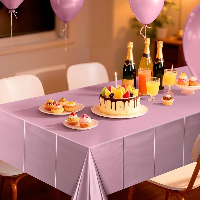 2 pcs Light Pink Tablecloth Plastic -Stunning Metallic Matte Finish, 40" x 108" Baby Shower Pink Table Cloth, Perfect for Valentine's Day Princess Girls Birthday Party Wedding Christmas Decorations